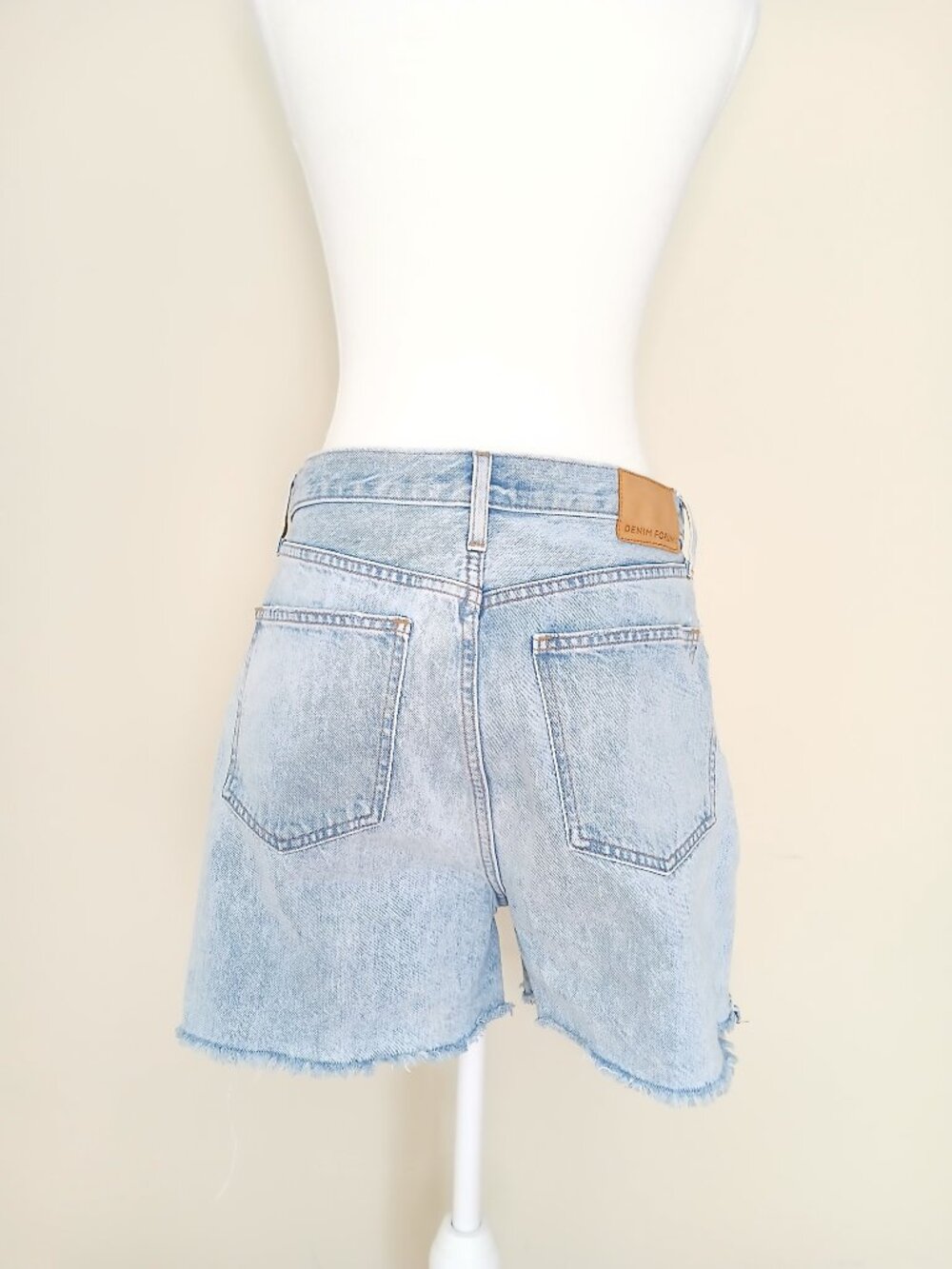 Denim Forum Light Blue High-Rise Cutoff Jean Shorts - Picture 4 of 9